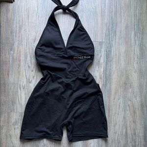 P-Chee Bum Black Halter Romper Jumpsuit